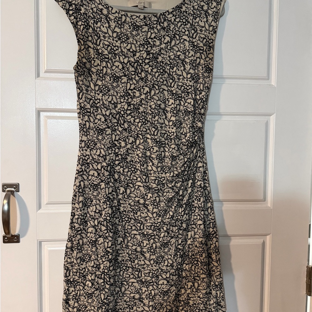 LOFT Black and Cream Mini Dress